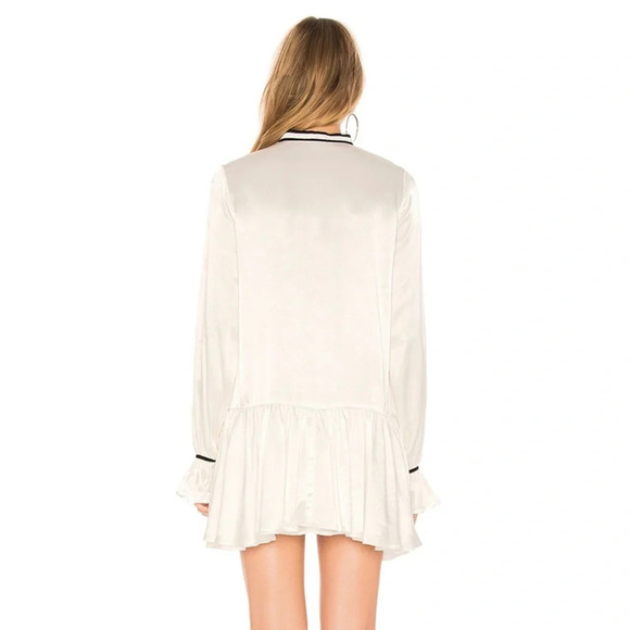 Tularosa Revolve Malia Mini Dress Shift Ivory Neck Tie Ruffle flare Sleeve XS - Picture 16 of 16